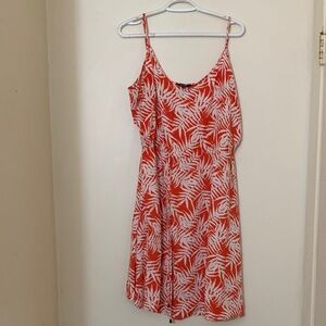 George Red and White Abstract Print Top